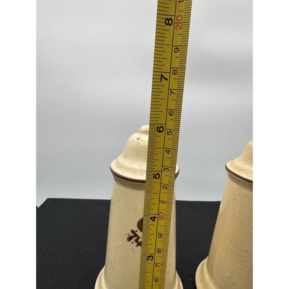 VTG USA Pfaltzgraff Village Pattern Tall Salt Pepper Shakers